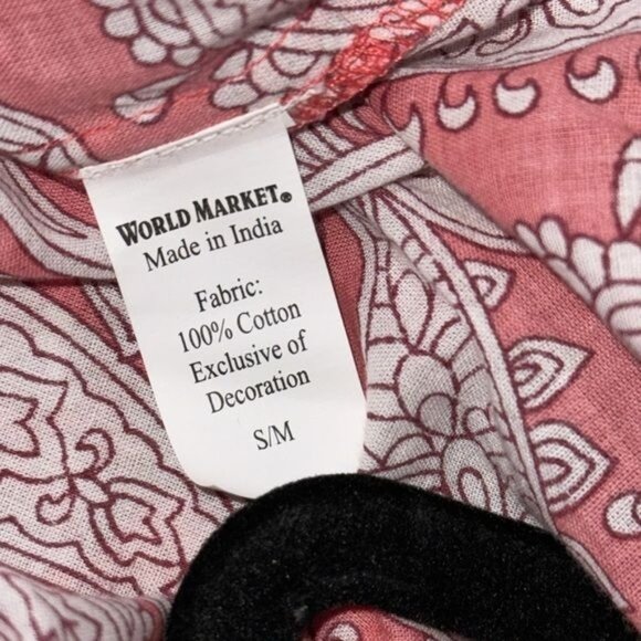 World Market Paisley Red & White V-Neck Tunic Top S/M 100% Cotton Womens Casual - Picture 2 of 9